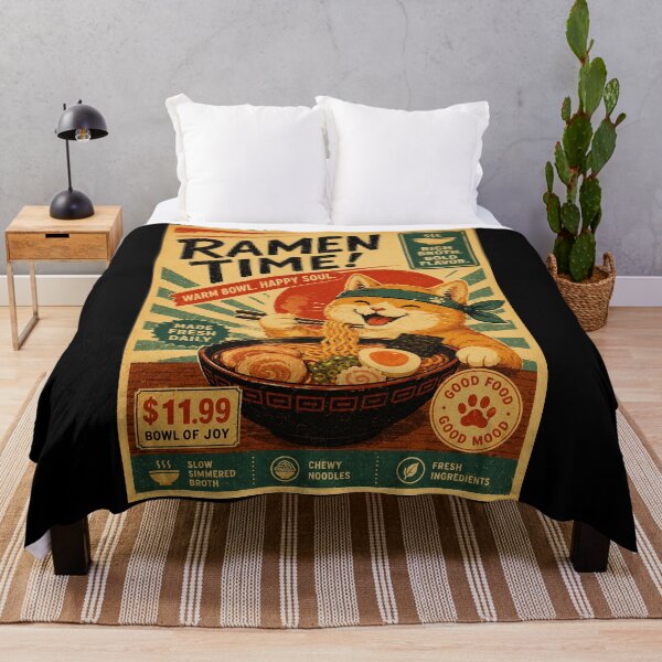 Item preview, Happy Ramen Cat Retro Food Poster With Cozy Noodle Vibes designed and sold by eliramaison.