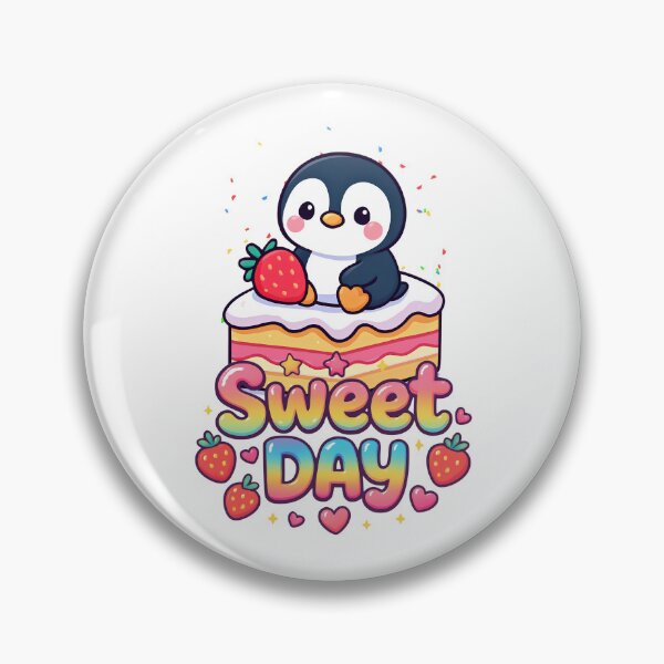 Item preview, Sweet Day Kawaii Penguin Strawberry Cake designed and sold by yuki-hana.