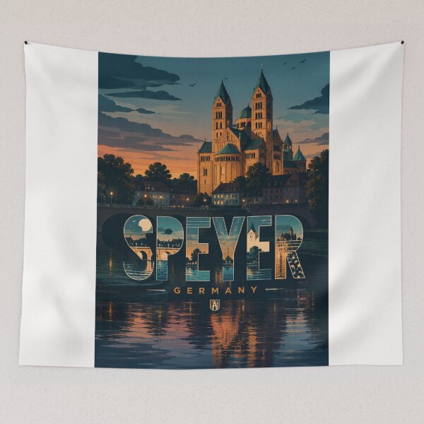Item preview, Speyer Germany Cathedral and Rhineland Palatinate Riverfront Evening Scene designed and sold by Places On Earth.