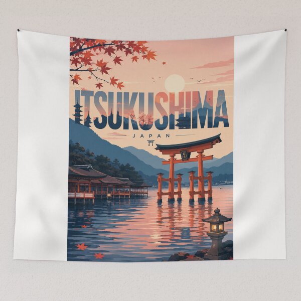 Item preview, Tsukushima Sunset at Miyajima Torii Gate and Seto Inland Sea Japan designed and sold by Places On Earth.