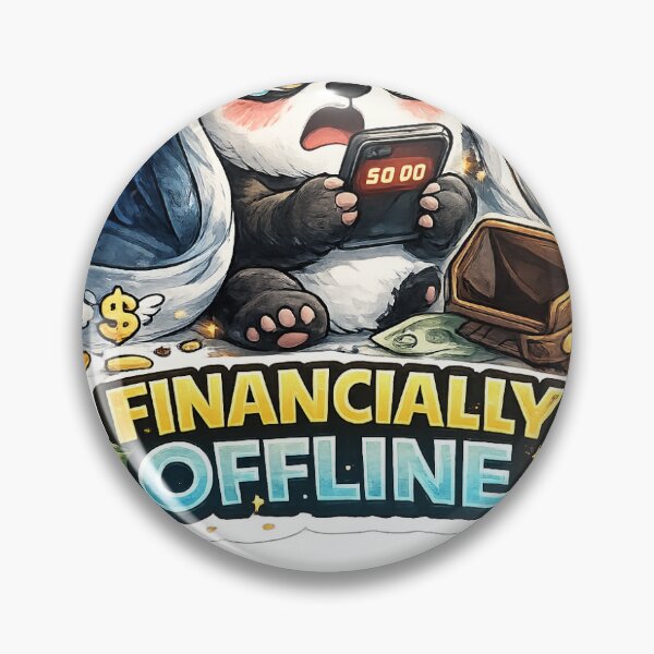 Item preview, Financially Offline Funny Panda Sticker designed and sold by PixelPanda28.