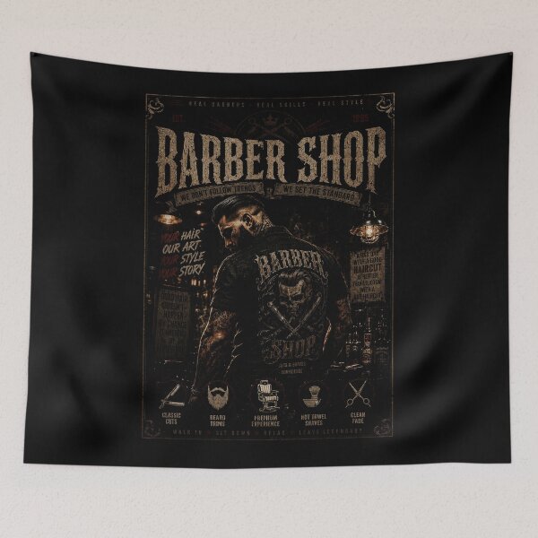 Item preview, Vintage Barber Shop with Classic Grooming Culture Style designed and sold by Modaozushi216.