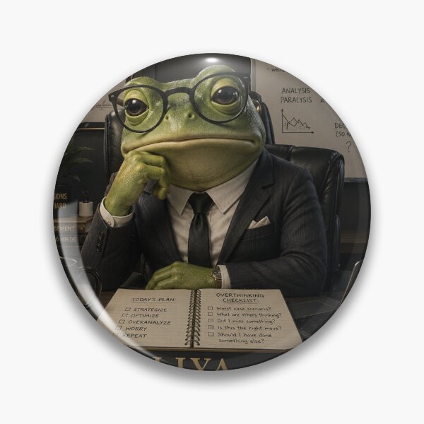 Item preview, Professional Overthinker Frog CEO Funny Office Humor Meme designed and sold by BLK.DESIGN.