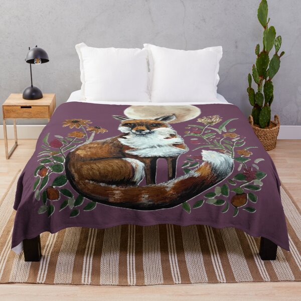 Item preview, Moonlit Fox in Wildflowers designed and sold by ArtistsAtticWI.