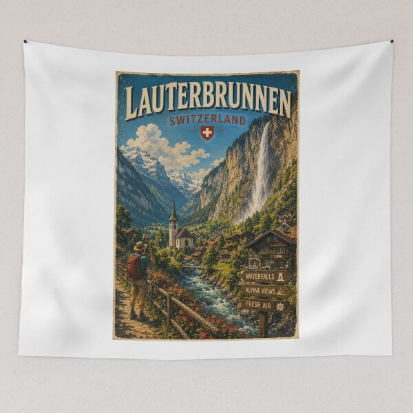 Item preview, Lauterbrunnen Valley Staubbach Falls and Bernese Oberland Switzerland designed and sold by Aryabek.