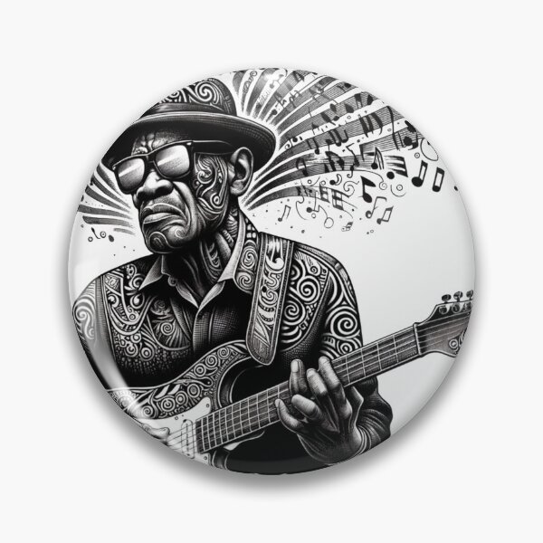 Item preview, Ornate Guitarist Music Notes Monochrome Art designed and sold by PlanetEye Designs.