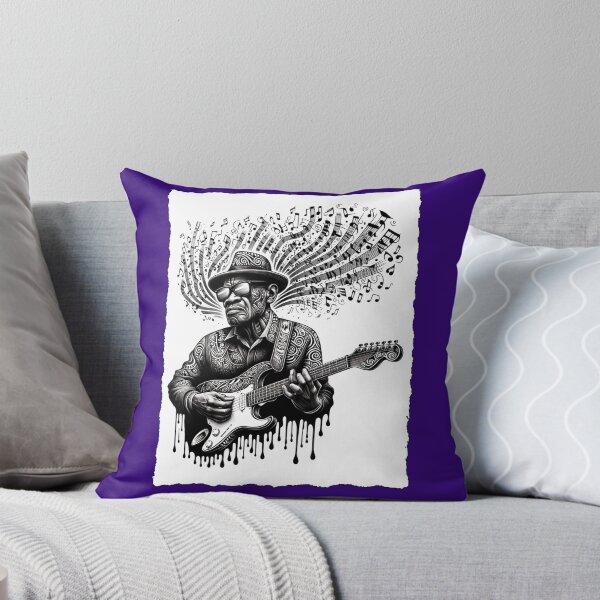 Item preview, Ornate Guitarist Music Notes Monochrome Art designed and sold by PlanetEye Designs.
