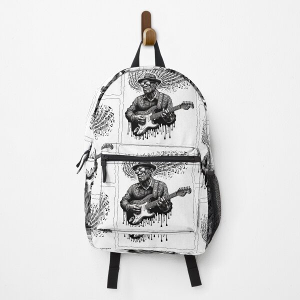 Item preview, Ornate Guitarist Music Notes Monochrome Art designed and sold by PlanetEye Designs.