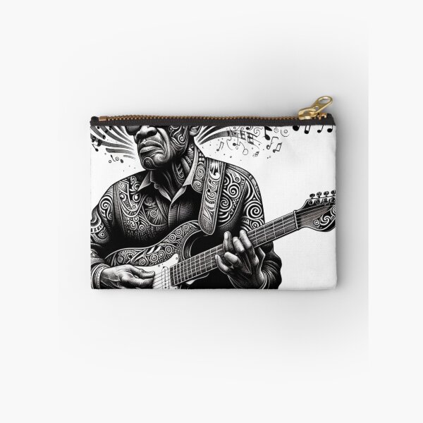 Item preview, Ornate Guitarist Music Notes Monochrome Art designed and sold by PlanetEye Designs.