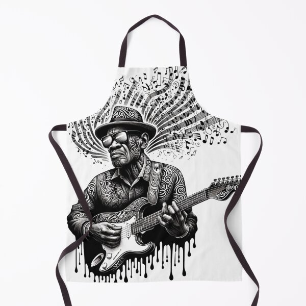 Item preview, Ornate Guitarist Music Notes Monochrome Art designed and sold by PlanetEye Designs.