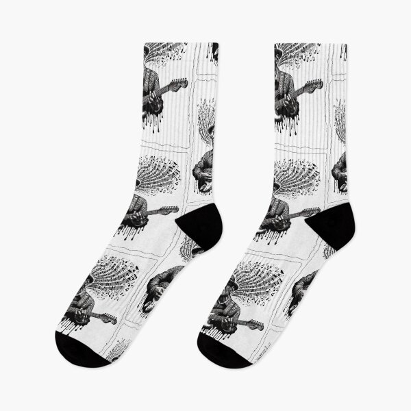 Item preview, Ornate Guitarist Music Notes Monochrome Art designed and sold by PlanetEye Designs.