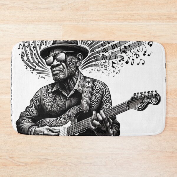 Item preview, Ornate Guitarist Music Notes Monochrome Art designed and sold by PlanetEye Designs.