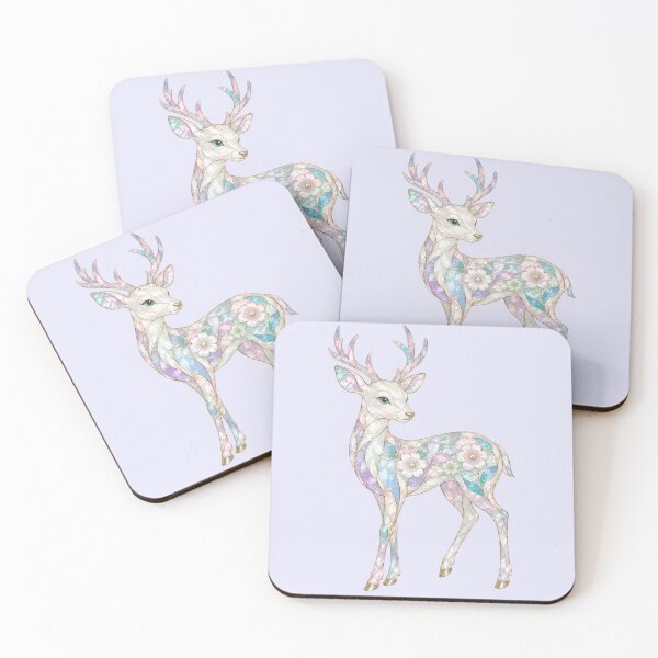 Item preview, Iridescent Opal Pearl Flower Deer Pastel Floral Stag designed and sold by bosamji.