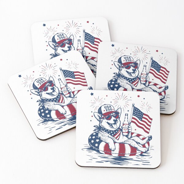 Item preview, Corgi Fourth of July Patriotic Dog Pool Party USA 250 designed and sold by gunaone-design.