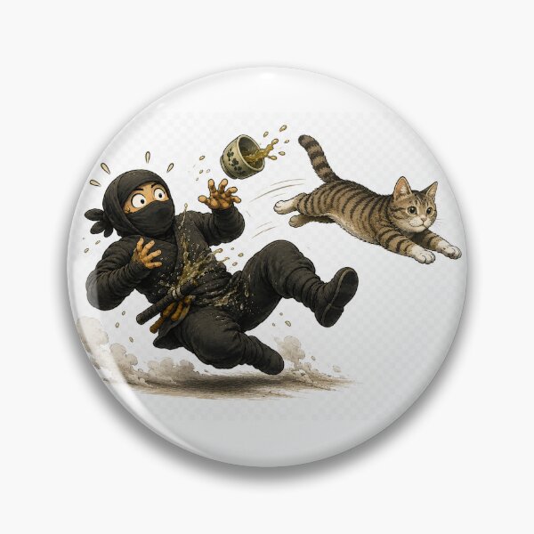Item preview, Ninja vs Cat — Chaotic Tea Spill Action designed and sold by Aguri-tei.