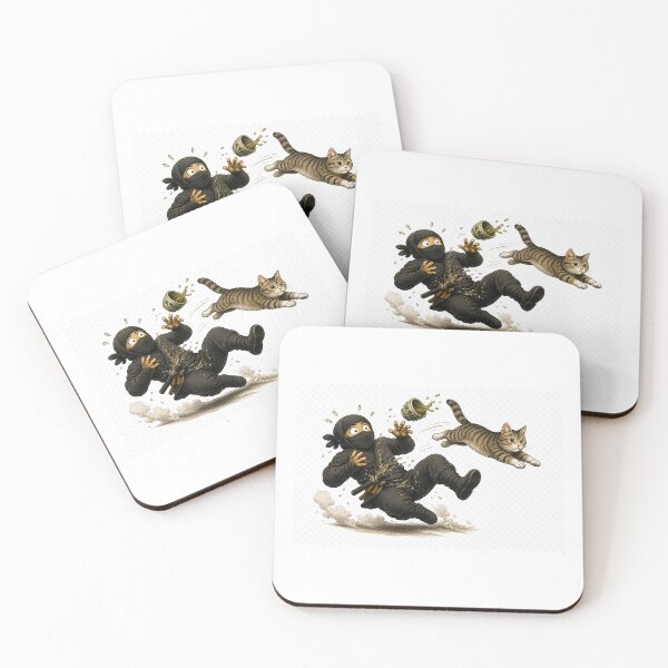 Item preview, Ninja vs Cat — Chaotic Tea Spill Action designed and sold by Aguri-tei.