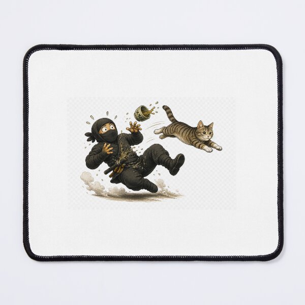 Item preview, Ninja vs Cat — Chaotic Tea Spill Action designed and sold by Aguri-tei.