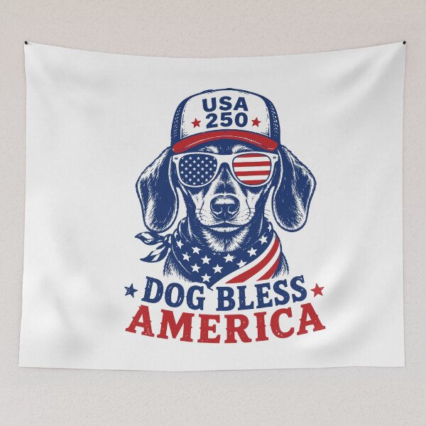 Item preview, Patriotic Dachshund Dog Bless America Funny 4th of July USA 250  designed and sold by gunaone-design.