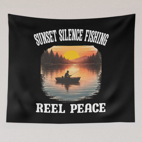 Item preview, Sunset Silence Fishing Reel Peace Graphic | Lake Fishing Sunset Design designed and sold by Jt41.