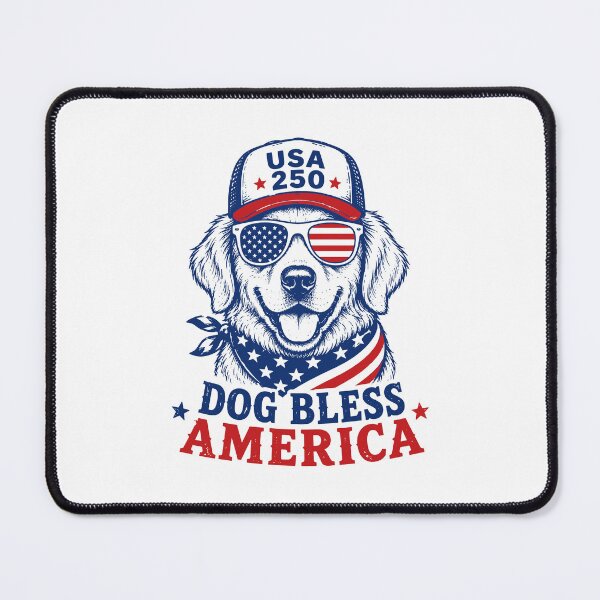 Item preview, Patriotic Golden Retriever Dog Bless America Funny 4th of July USA 250 designed and sold by gunaone-design.