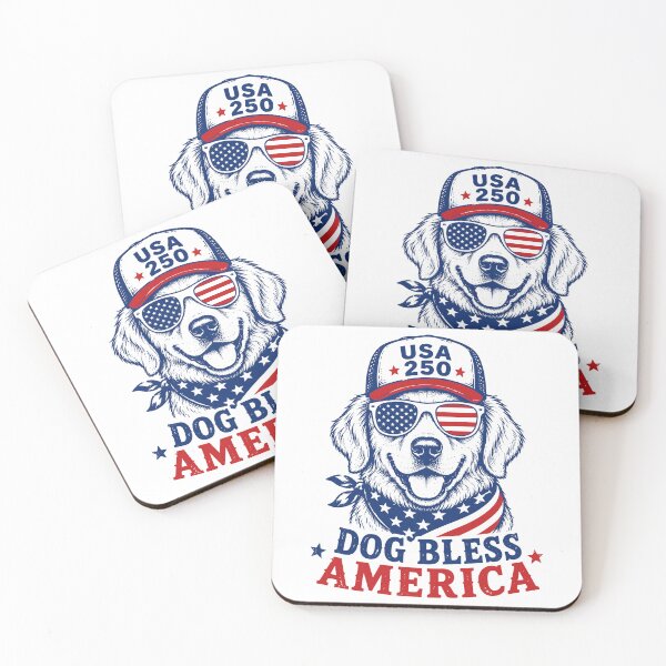 Item preview, Patriotic Golden Retriever Dog Bless America Funny 4th of July USA 250 designed and sold by gunaone-design.