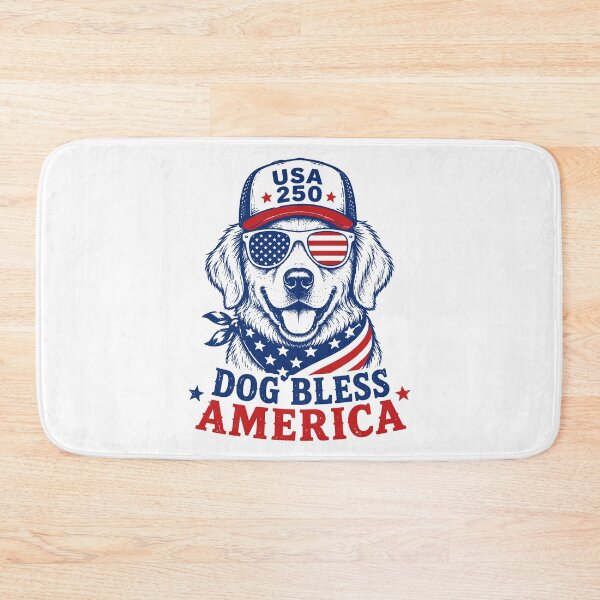 Item preview, Patriotic Golden Retriever Dog Bless America Funny 4th of July USA 250 designed and sold by gunaone-design.