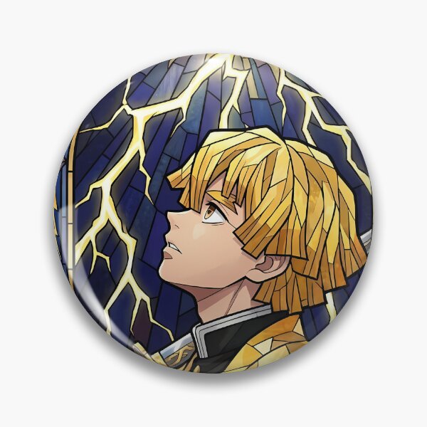 Item preview, Zenitsu Agatsuma Demon Slayer Radiant Thunder Stained Glass designed and sold by mildaclairmo.