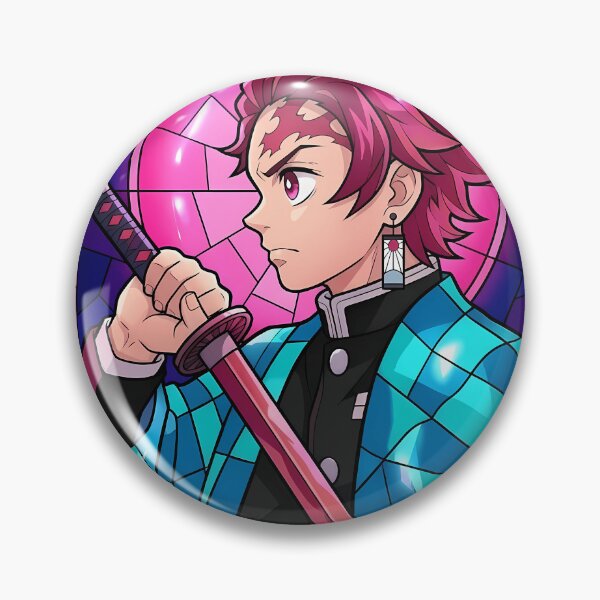 Item preview, Tanjiro Kamado Demon Slayer Neon Stained Glass Sword Portrait designed and sold by mildaclairmo.