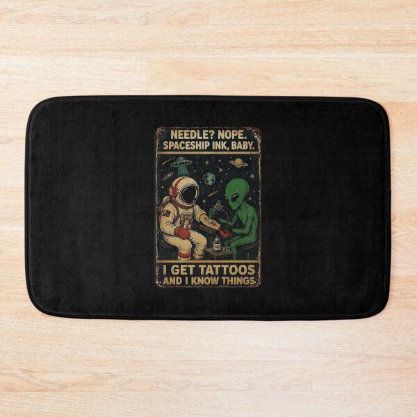Item preview, Alien Tattoo Artist and Astronaut Space Retro Poster designed and sold by eliramaison.