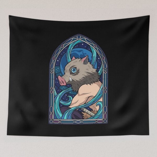 Item preview, Inosuke Hashibira Demon Slayer Moonlit Boar Mask Stained Glass designed and sold by mildaclairmo.