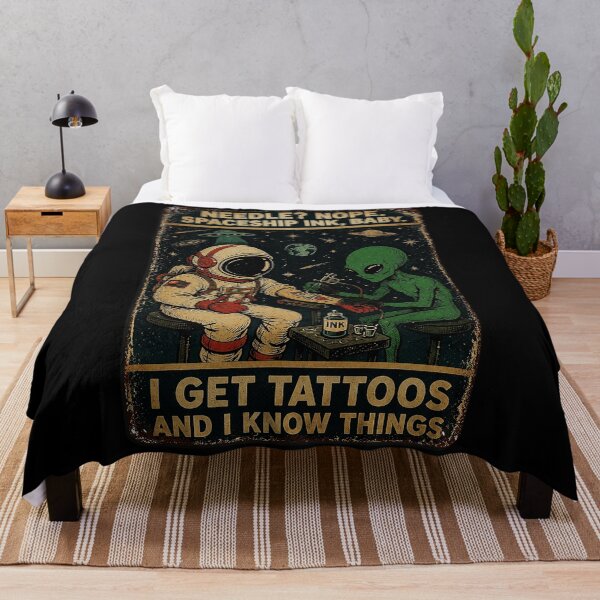 Item preview, Alien Tattoo Artist and Astronaut Space Retro Poster designed and sold by eliramaison.
