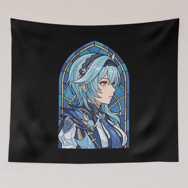 Item preview, Eula Genshin Impact Elegant Blue Stained Glass Portrait designed and sold by mildaclairmo.