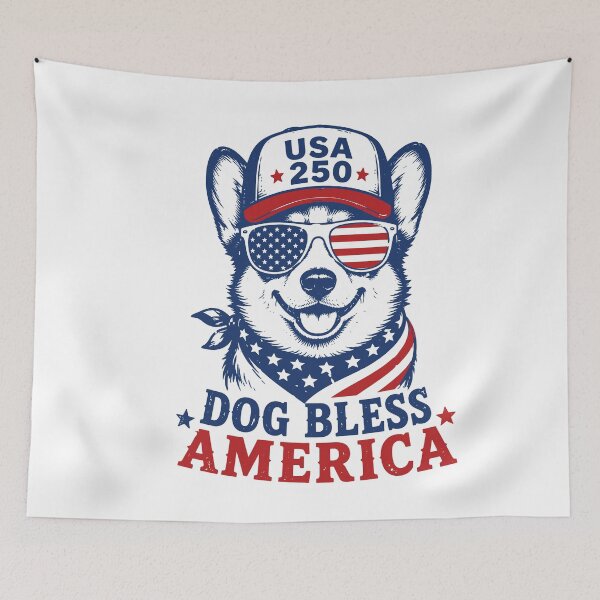 Item preview, Patriotic Corgi Dog Bless America Funny 4th of July USA 250 designed and sold by gunaone-design.