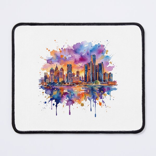 Item preview, Detroit Skyline Watercolor Splash Art designed and sold by DuckOddity.