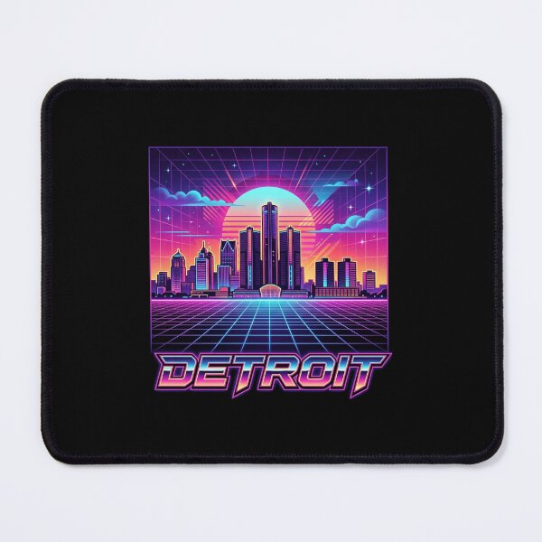 Item preview, Retro 80s Neon Detroit Skyline designed and sold by DuckOddity.
