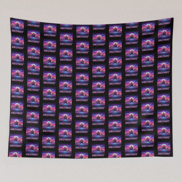 Item preview, Retro 80s Neon Detroit Skyline designed and sold by DuckOddity.