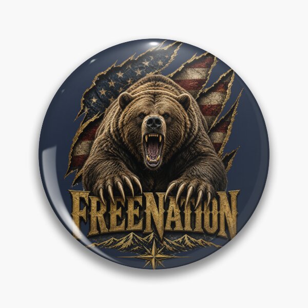 Item preview, Roaring Grizzly Bear American Flag designed and sold by FREENATION2026.