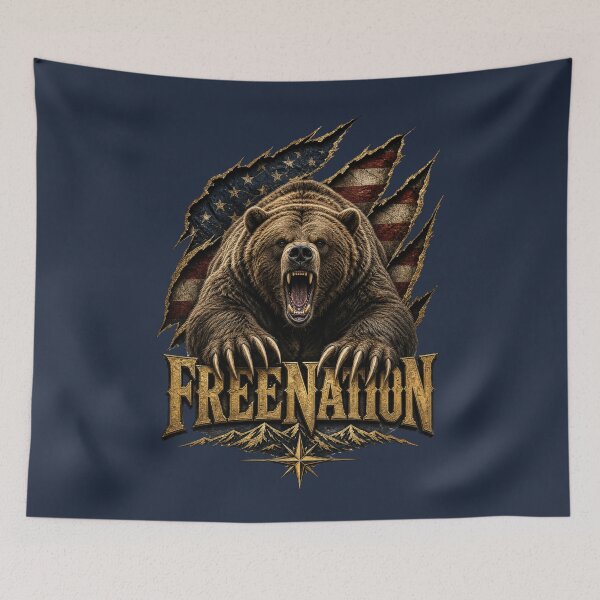 Item preview, Roaring Grizzly Bear American Flag designed and sold by FREENATION2026.