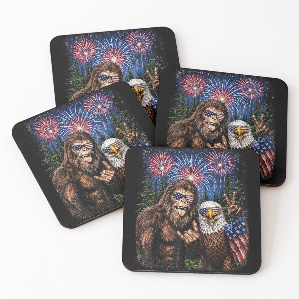 Item preview, Funny Bigfoot Eagle Selfie Rock On 4th of July  designed and sold by DIOROCKO.