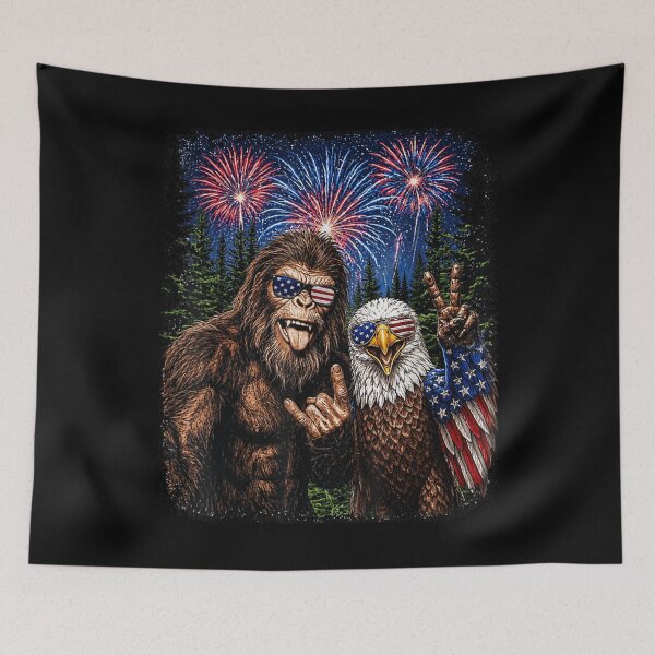 Item preview, Funny Bigfoot Eagle Selfie Rock On 4th of July  designed and sold by DIOROCKO.