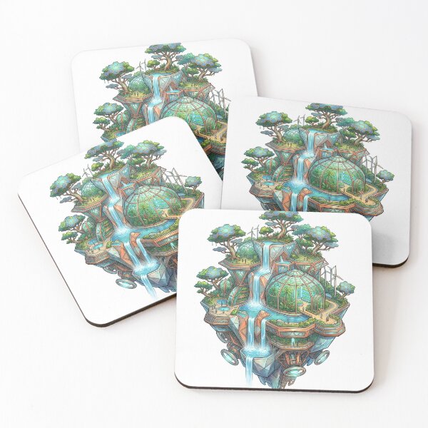 Item preview, Solarpunk Floating Island Oasis Eco Friendly Green Future SciFi designed and sold by PictoVibe.