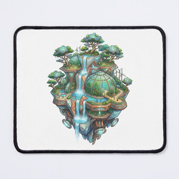 Item preview, Solarpunk Floating Island Oasis Eco Friendly Green Future SciFi designed and sold by PictoVibe.