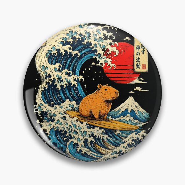 Item preview, Surfing Capybara The Great Wave Vintage Japanese Art designed and sold by Vermanartist.