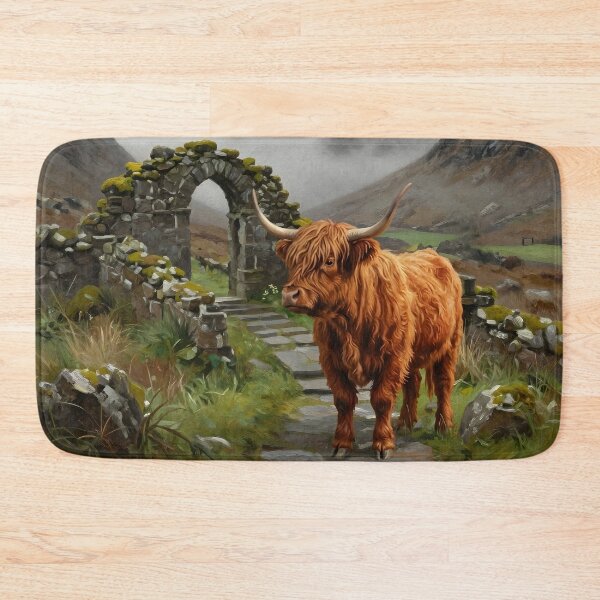 Item preview, Scottish Highland Cow and Castle Ruins designed and sold by Eclectic Monkey.