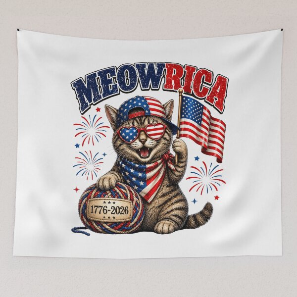 Item preview, Meowrica Funny Cat 1776 2026 250 Years 4th of July Patriotic designed and sold by elongatedjazz.