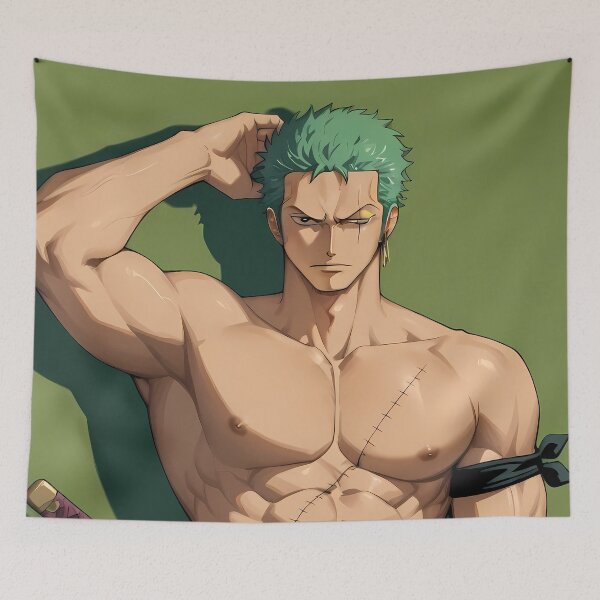 Item preview, Roronoa Zoro One Piece Green Hair Anime Training Pose designed and sold by PMartistStudio.