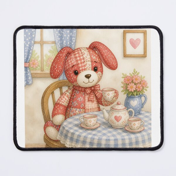 Item preview, Red Patchwork Dog Tea Party designed and sold by Shelley Loewnau-Jones Studio.