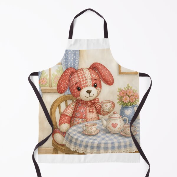 Item preview, Red Patchwork Dog Tea Party designed and sold by Shelley Loewnau-Jones Studio.