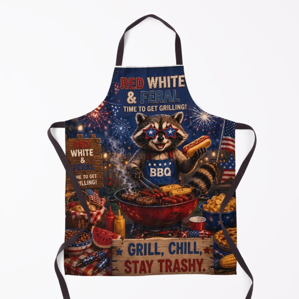 Item preview, Grill Chill Stay Trashy Raccoon BBQ designed and sold by Omni Craft .