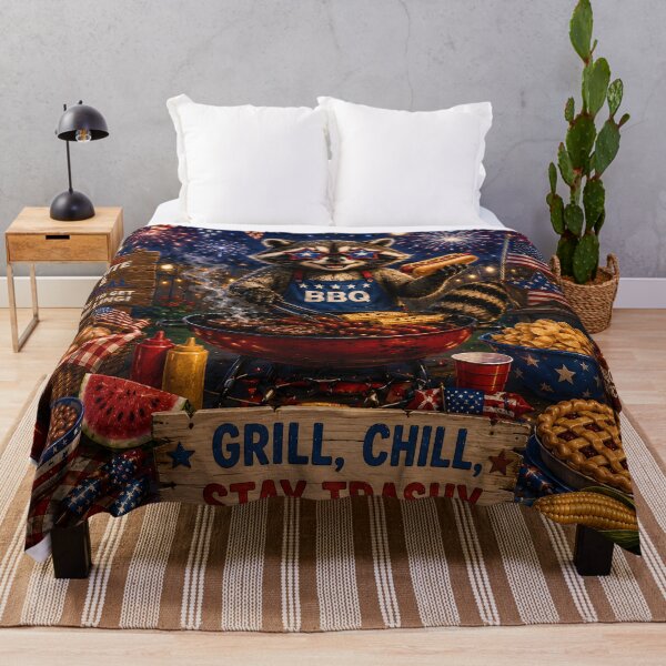 Item preview, Grill Chill Stay Trashy Raccoon BBQ designed and sold by Omni Craft .